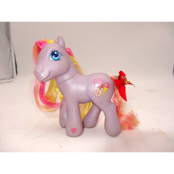 My Little Pony MLP Triple Treat 2002 Purple w Pink Yellow Mane Tail - Picture 1 of 7